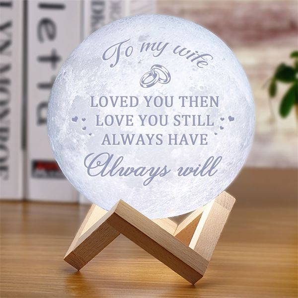 PO Personalidade personalizada 3d Imprimir lâmpada lâmpada cor alteração lunar USB recarregável Nightlight TouchRemote 216 Colors Moonlight 220623