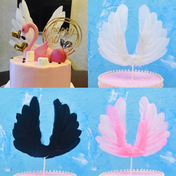 Angel Feather Wing Flag Cake Toppers para festa de aniversário de festas de casamento Top Decor Decor Acessórios da ferramenta de cozinha Presentes 3 cores