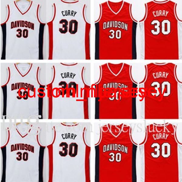 NCAA Davidson Wildcats 30 Curry Basketball Wear-Trikots, rot genäht, Stephen College-Trikot, Herren, Farbe, Team-Stickerei, S-XXL