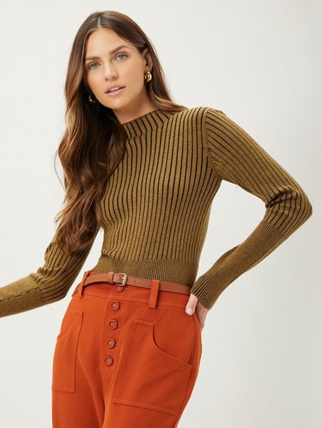 

motf premium wool mix slim ribbed sweater 558f#, White;black