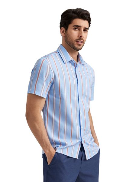 

men striped print shirt u6e0#, White;black