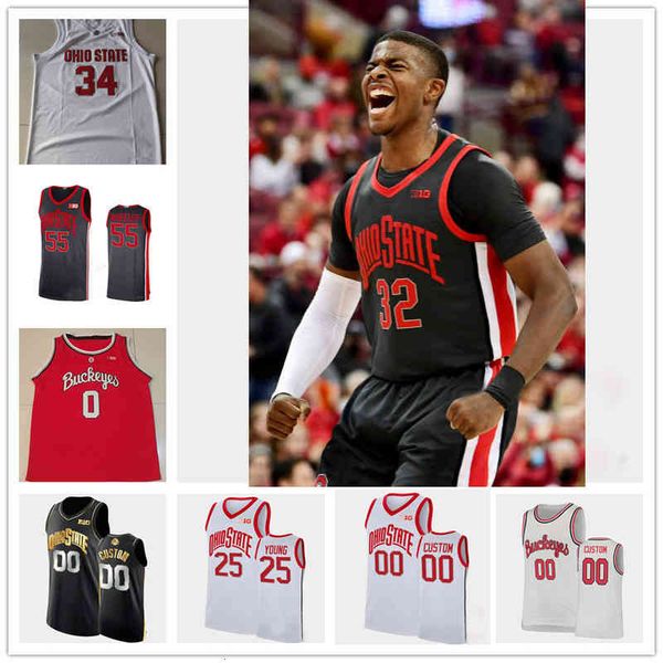 

xflsp college ohio state buckeyes stitched college basketball jersey 0 meechie johnson jr. 1 jimmy sotos 42 harrison hookfin 32 e.j. liddell, Black