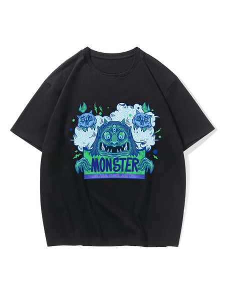 

romwe guys figure print oversized tee e3t4#, White;black