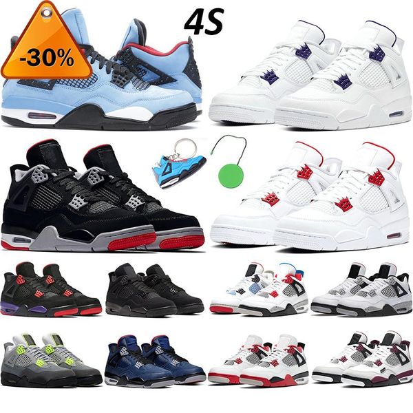 

2022 new basketball shoes men women jumpman 4s fire red 4 black cat bred cactus jack metallic purple red mens trainers sports sneakers