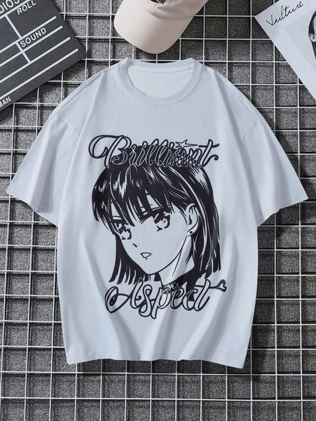

men letter & figure graphic tee l8jm#, White;black