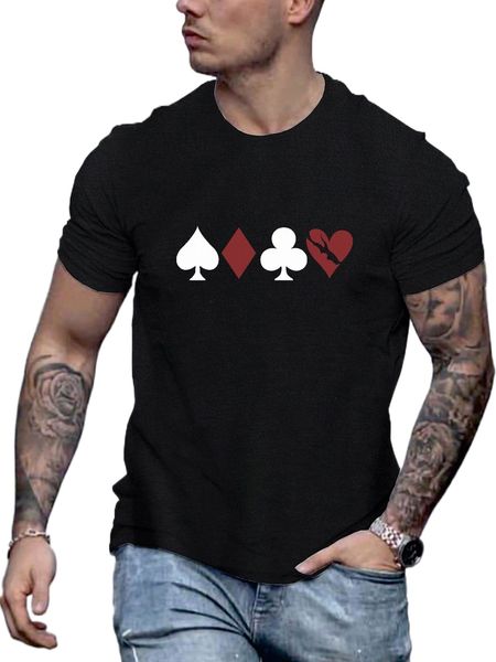 

men playing card tee p373#, White;black