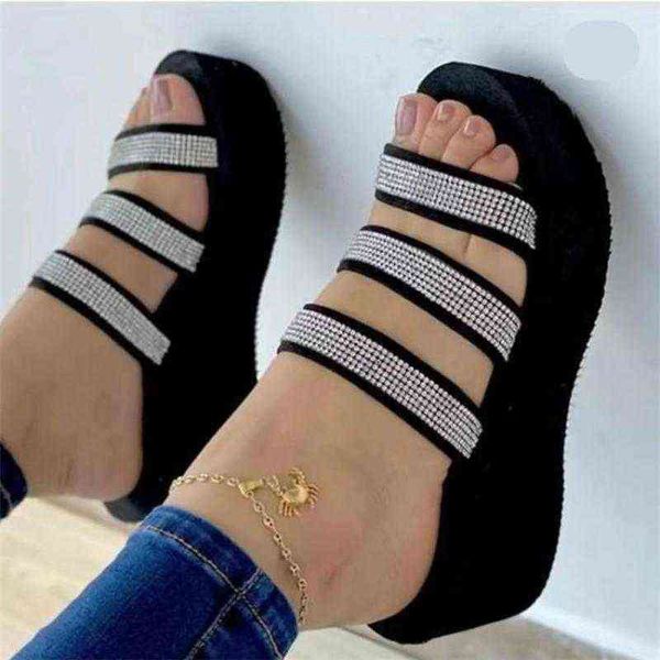 

fashion summer womens flip flops slippers shoes platform wedge thick beach casual sandals new 2022 ytmtloy indoor sapatos mulher 220610, Black