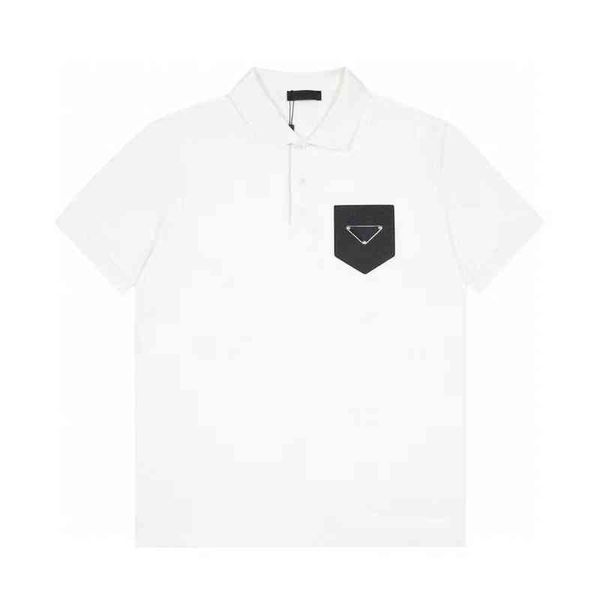 

2022 summer new p family classic triangle polo shirt casual loose, White;black