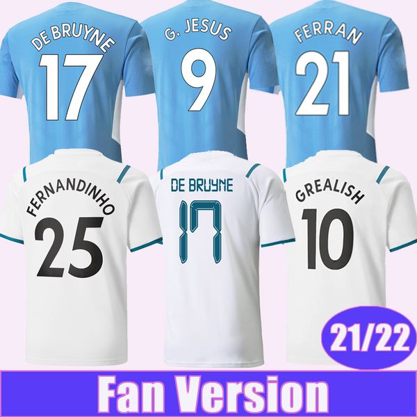 

2021 2022 de bruyne grealish mens soccer jerseys sterling bernardo ferran mahrez foden stones mendy home away football shirt uniforms, Black;yellow