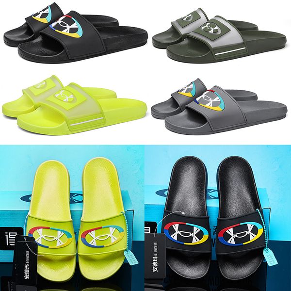 

designers luxury brand slides mens slippers summer sandals beach slide flat platform men sandals bathroom home shoes flip flops causal slipp, Black