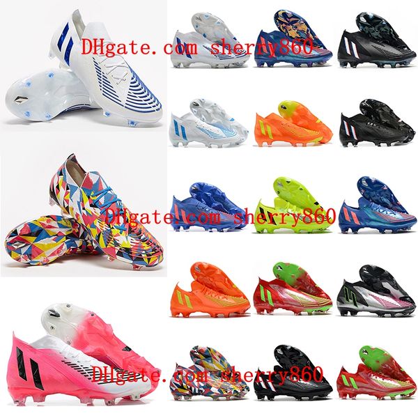 

2022 soccer shoes predator edge geometric high ankel fg edge.1 low black white cleats outdoor football boots