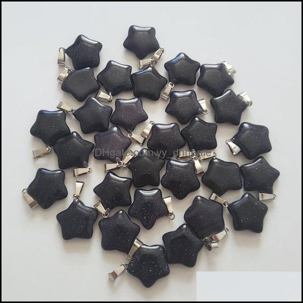 Colares pendentes pingentes jóias por atacado 50pcs/lote de moda azul areia natural pedra natural star encantos de peças dhcvx