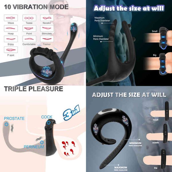 Nxy Cockringe Vibrierender Penisring Sexy Spielzeug für Männer Verzögerte Ejakulation Penis Analdildo Vibrator Erwachsener guter Masturbator Cockring 220505