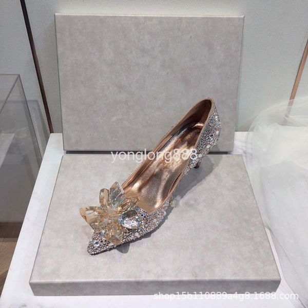 

dress shoes wedding shoes bride crystal women's high heels princess thin, Black