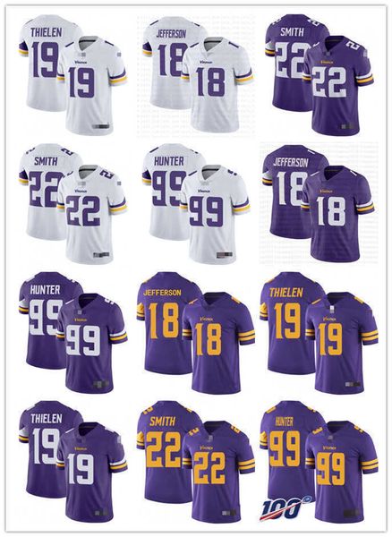 

football jerseys minnesota''vikings''19 adam thielen 18 justin jefferson 4 dalvin cook 84 randy moss 22 harrison smith 9, Black;red