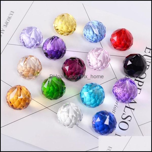 Ciondolo mini sfera di cristallo colorato da 30 mm con foro praticato pendenti in cristalli pendenti per tende di perline accessori gioielli fai da te consegna di goccia 202