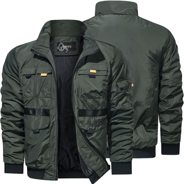 Giubbotti da uomo Bomber con cerniera Cappotto verde Giacca a vento maschile Giacca militare da esterno Abbigliamento moda Autunno Cappotto Top 2020 LJ201013