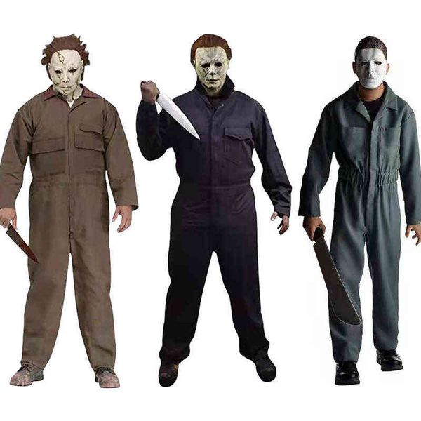 Cadılar Bayramı Michaelmyers Michael Myers Cosplay Complay Yetişkinler Unisex Set Bodysuit Tulun