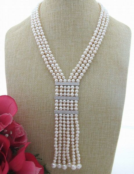 

beautiful natural 19&quot 6mm freshwater pearl necklace, Silver