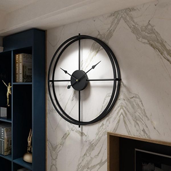 Wanduhren Retro Große Uhr Doppelwandige Vierkantrohr Eisen Silent Home Uhr Einfaches Design Wohnzimmer Büro Kunst Dekor ClockWall