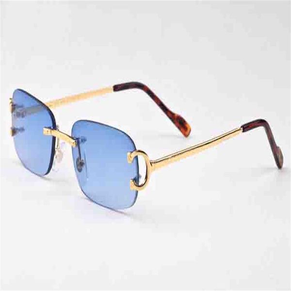 

blue fashion rimless oval frame mens trend buffalo sunglasses women men vintage sports sun glasses with boxes oculos 297j, White;black