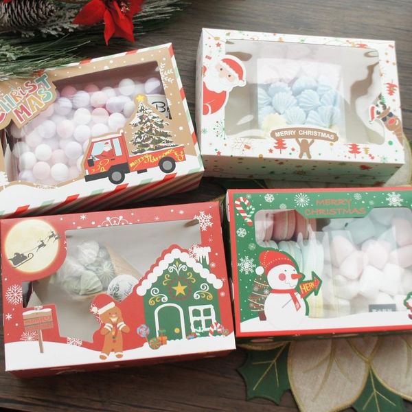 Hediye sargısı 15 7cm 12pcs Mutlu Noel Ağacı Kardan Adam Ev Kağıt Kutusu Mum Reçel Bake Diy Partisi Hediyeler PackagingGift