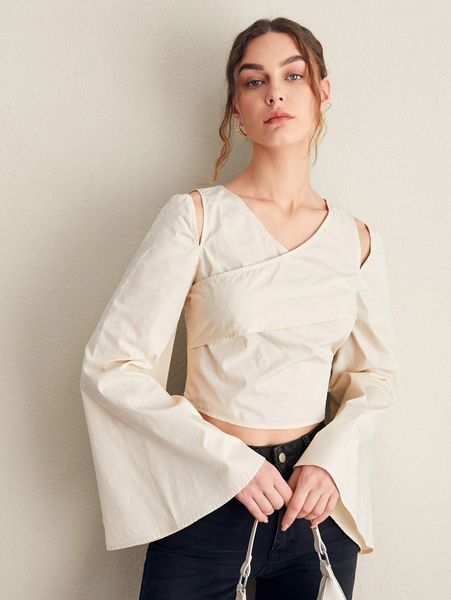 

x sashiÃ© by sasha criss cross flounce sleeve blouse 00pq#, White