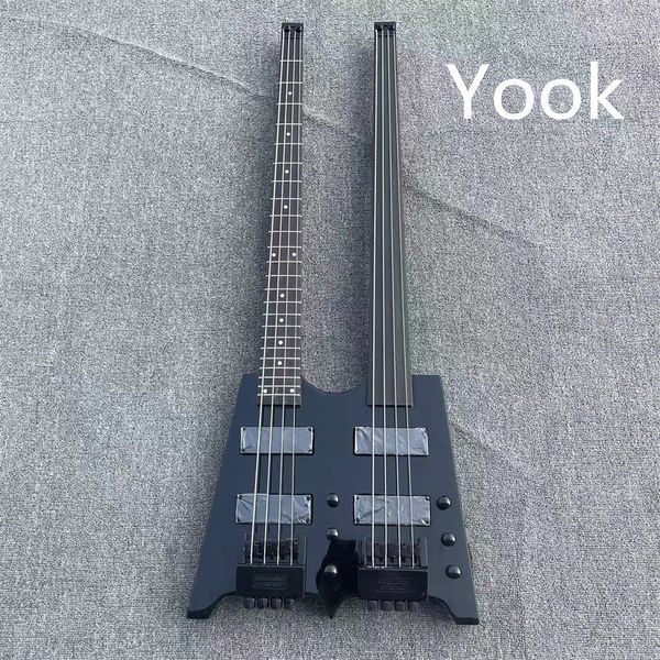 

matte black electric guitar bass 4 string and 4 string