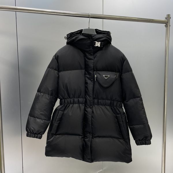 

womens down jacket white duck windproof coat designer fashion nylon women's colthing classic triangle, Black