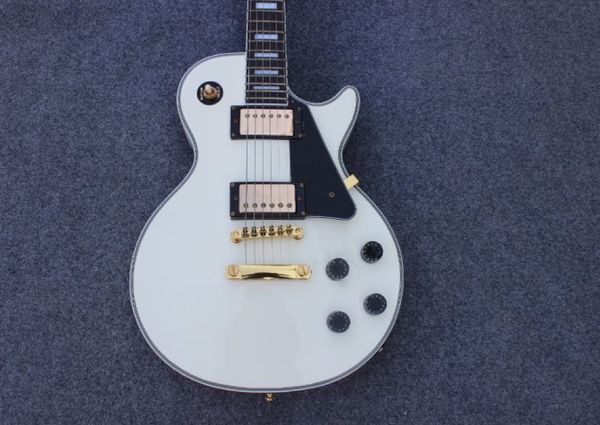

custom white lp electric guitar body mahogany gold hardware with black pick guard