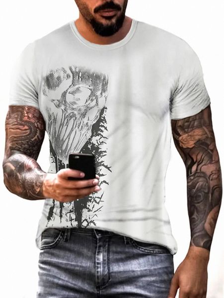 

men skull print tee a9eo#, White;black