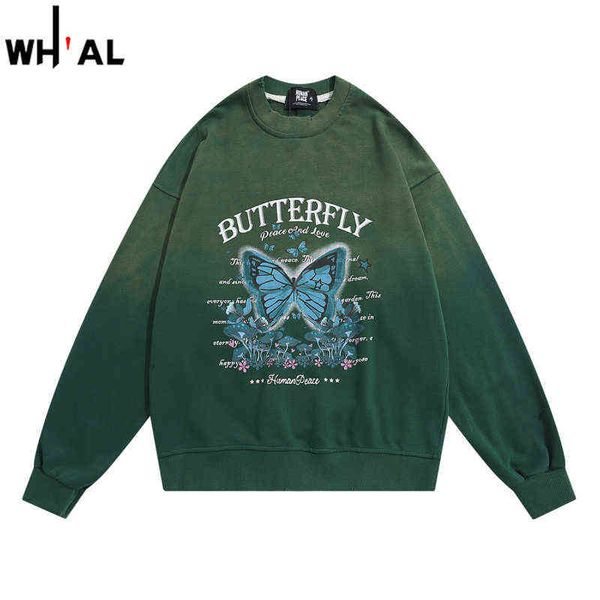 

men sweatshirt hoodie butterfly graphic print tie dye gradient streetwear 2022 hip hop fashion casual men's hoodies coat #2075 t220726, Black