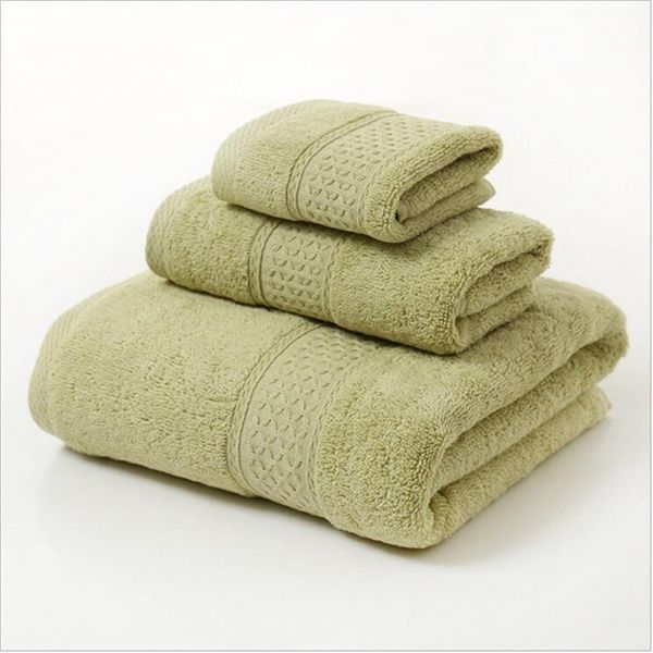 Toalha 3pcsset Conjunto sólido Banho de rosto branco 100%Cotton Green Beach Toalla 70140cm para Home Hotel Playa Serviette de Plage T200915