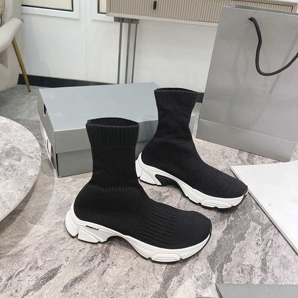 

2022 mens women speed 3.0 trainers designer boots recycled knit technical high-sneakers black yellow platform bottom with box eu35-44