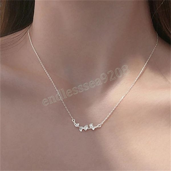 

silver color ginkgo leaves choker necklace for women fashion ins style chain necklaces women elegant jewely