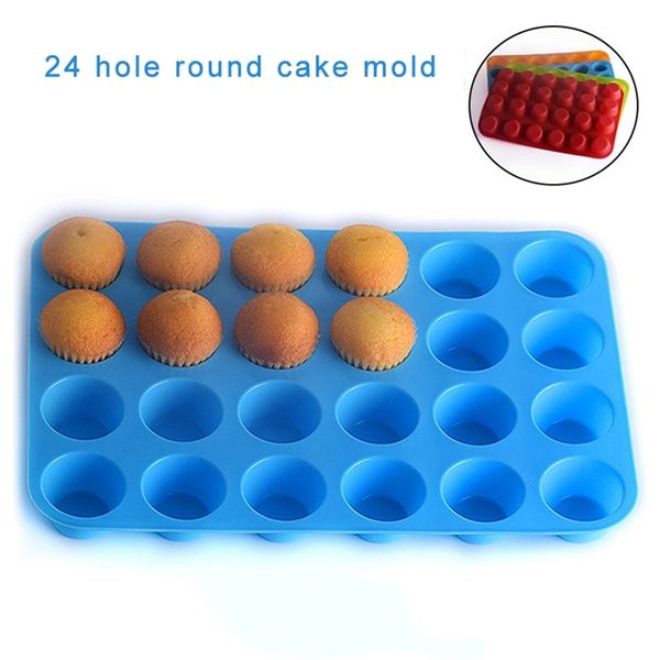 Mini Muffin Cup 24 Cavità Biscotti di sapone in silicone Cupcake Bakeware Pan Vassoio Stampo per la casa Stampo per torta fai da te 220721