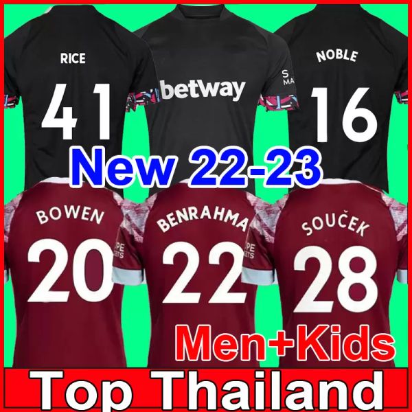 

2022 2023 west hams bowen rice soccer jerseys benrahma lanzini antonio yarmolenko noble fornals dawson vlasic soucek men football shirt unif, Black;yellow