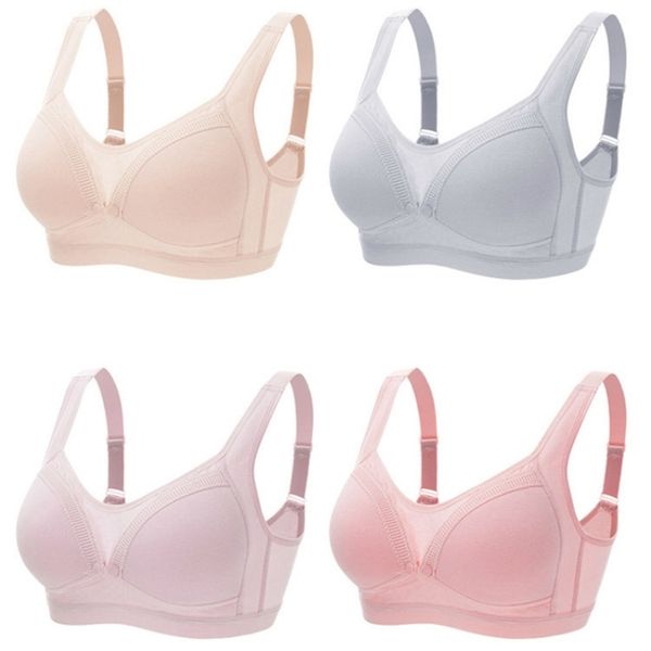 Reggiseno per allattamento in puro cotone Bottone frontale di grandi dimensioni Abbigliamento premaman Anti-Cedimento Gravidanza Reggiseno a tubo Reggiseno sottile Allattamento al seno 210318