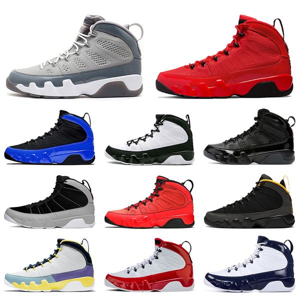 

jumpman 9 basketball shoes particle grey chile red motorboat jones 9s sneakers sports cool grey change the world men trainers og space jam b, White;red