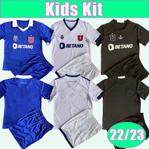 

2022 2023 universidad de chile kids kit soccer jerseys home away 3rd fernandes vargas palacios moya fernandez football shirt short uniforms, Black;yellow