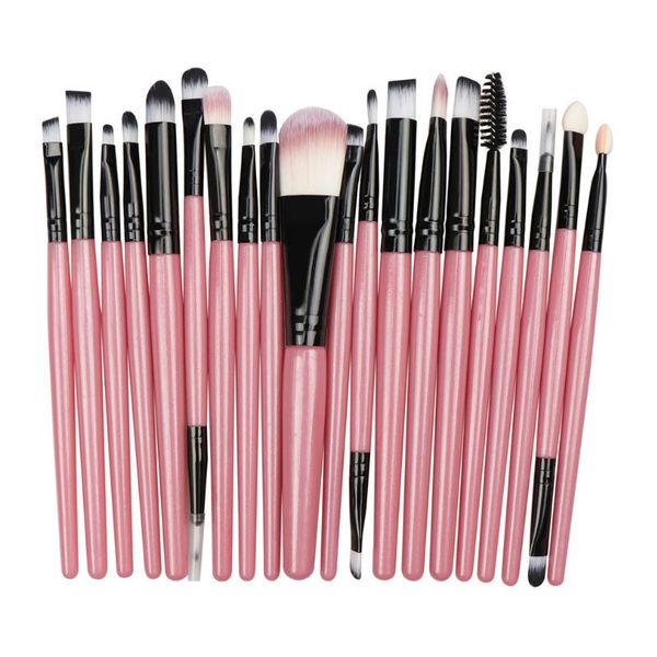 20 Set di pennelli per trucco Ombretto Fondotinta Blush Correttore per ciglia Sbavatura Strumento cosmetico Set di pennelli con manico in plastica Miscelazione Accessori di bellezza LT0064