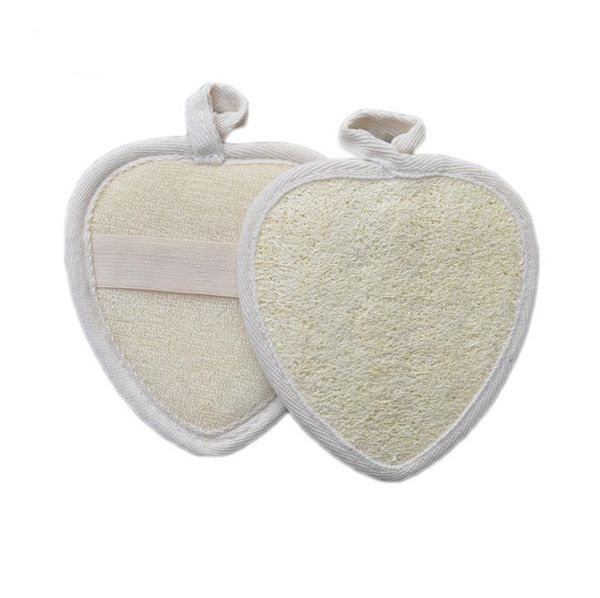 Formato de coração loofah natural almofada traseira-loofah sponge banheiro chuveiro corpo esfoliante lavador de lavagem banheiro