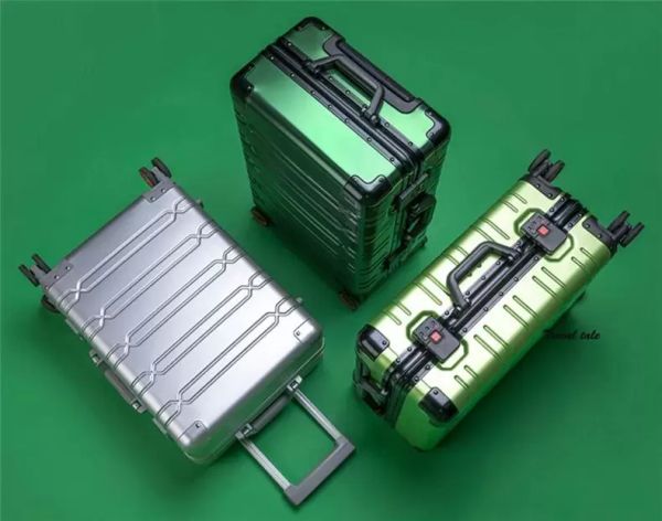 Famoso bagaglio di design Borsa da valigia in pelle di qualità, ruote universali Carry Ons Grid TRAVEL Valigia in alluminio Trolley da lavoro Valigia