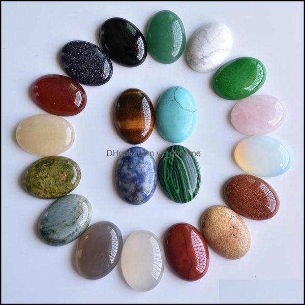 Taş gevşek boncuk takılar doğal 18x25mm oval opal gül kuvars kaplanlar göz turkuaz cabochons conney için düz geri