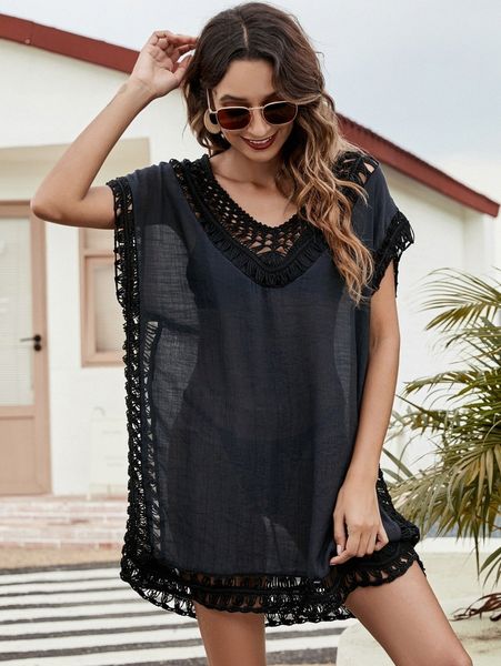 

solid cut-out cover up without bikini 59lg#, White;black