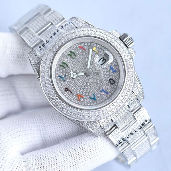Модные алмазные часы Мужские часы наблюдают 42 -мм автоматические механические наручные часы из нержавеющей стали.