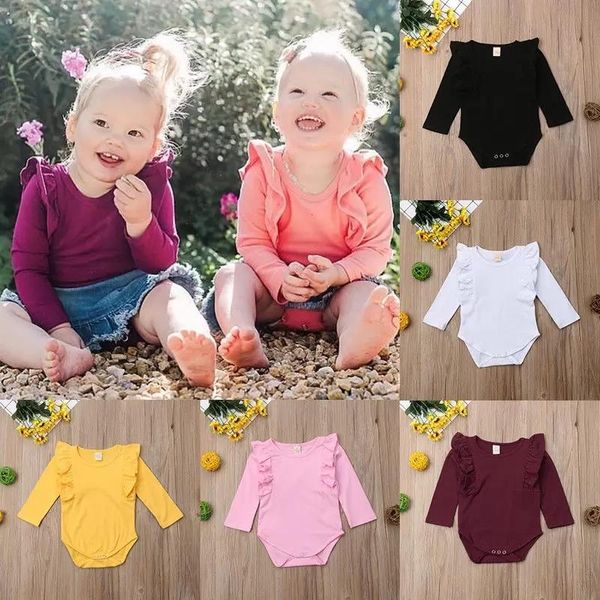 

baby fly sleeve romper 2019 spring autumn infant ruffle jumpsuits fashion boutique kids climbing, Blue