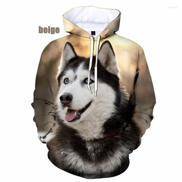 Herren-Kapuzenpullover, Sweatshirts, lustiger 3D-Unisex-Druck, süßer Husky-Haustierhund, lässiger Kapuzenpullover für Herren, Übergröße, Mild22