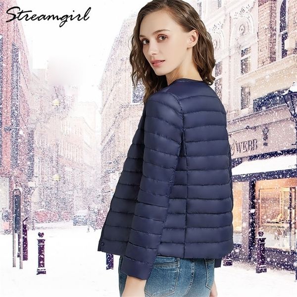 

ultra thin down jacket women large size pink womens lightweight down jackets ultra light white coat warm short jackets women lj201127, Black