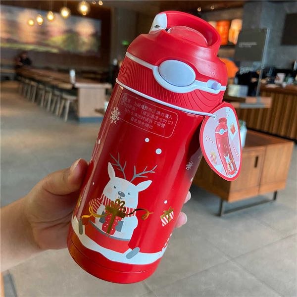 

starbucks thermos cup christmas contigo lovely elk straw latch cup valentine's day gift cup cover can be carried back